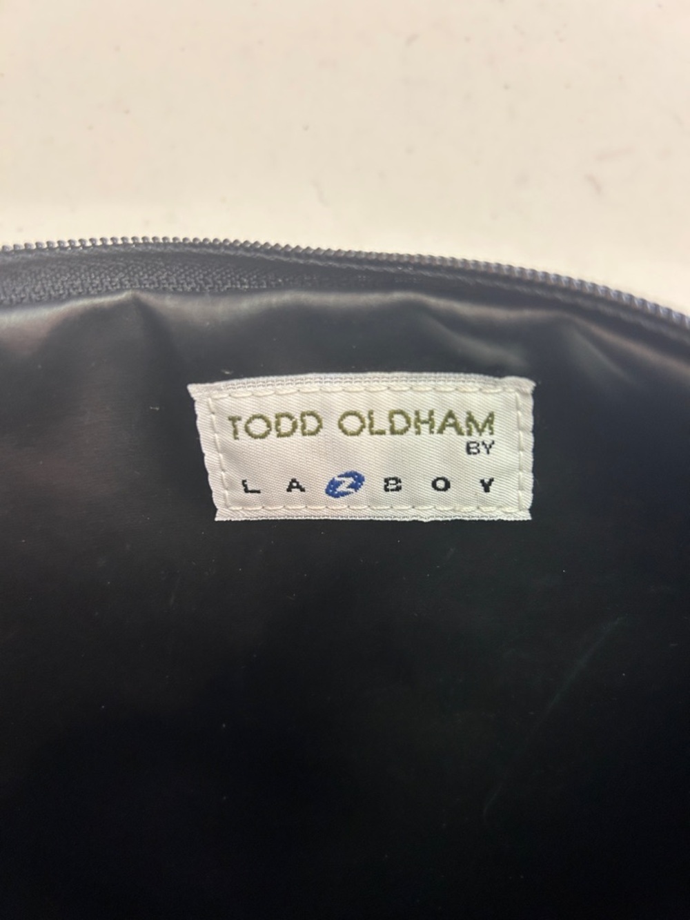 Todd Oldham By La-Z-Boy Earth Toned Striped Fabric Cosmetic Pouch View 2